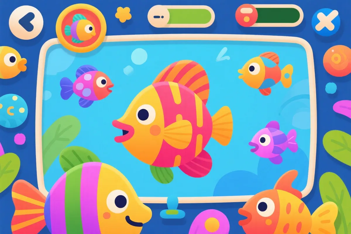 捕鱼游戏体验插画